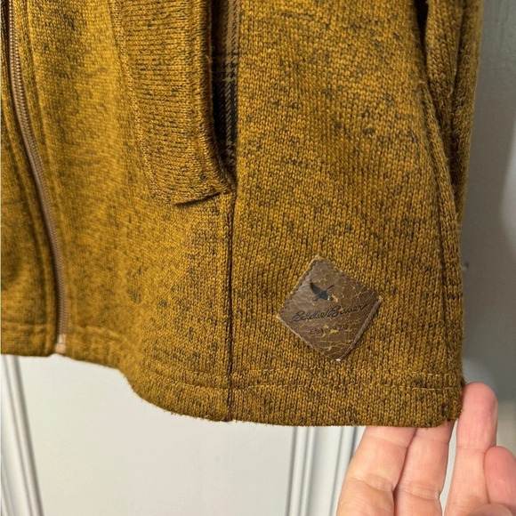 Eddie Bauer Full Zip Hoodie Quilted and Plaid Detail Heathered Gold Size‎ M - Picture 12 of 13